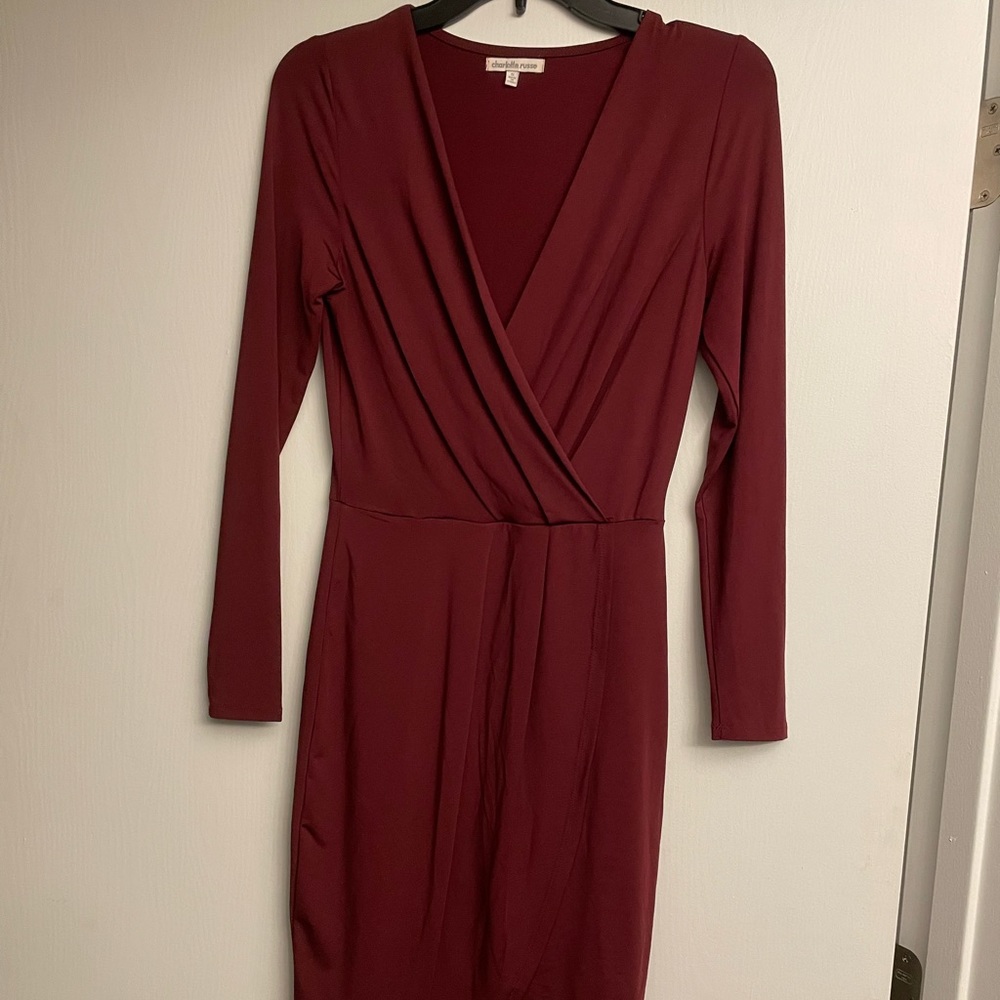 NWOT Red Long Sleeve Wrap Dress